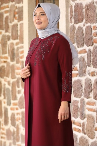 Claret red İslamitische Avondjurk 2152