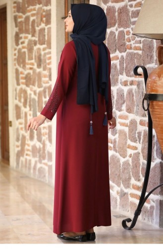 Claret Red Hijab Evening Dress 2157