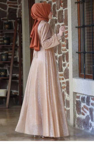 Gold Hijab Evening Dress 2160