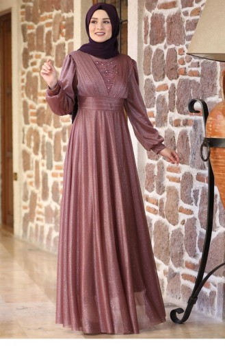 Beige-Rose Hijab-Abendkleider 2162