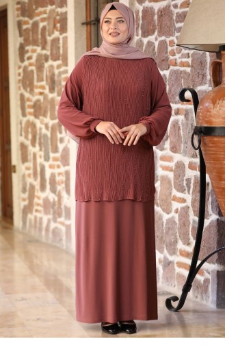 Cinnamon Color Hijab Evening Dress 2177