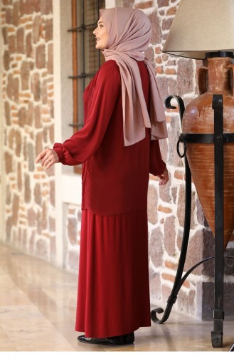Claret Red Hijab Evening Dress 2178