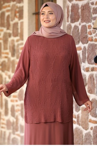 Zimtfarbig Hijab-Abendkleider 2179