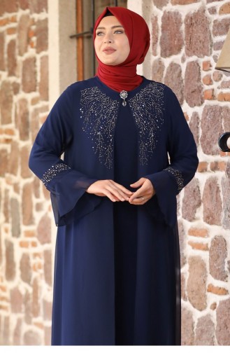 Dunkelblau Hijab-Abendkleider 2183