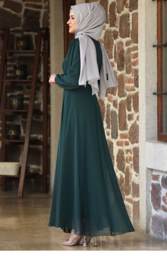 Emerald Green Hijab Evening Dress 2194