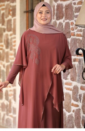 Zimtfarbig Hijab-Abendkleider 2204