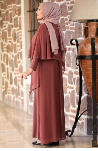 Zimtfarbig Hijab-Abendkleider 2204