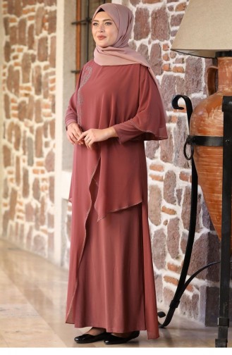 Cinnamon Color Hijab Evening Dress 2204