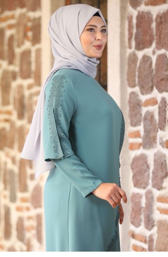 Mint Green Hijab Evening Dress 2213