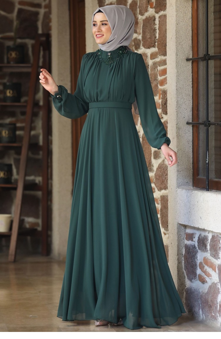 emerald green dress with hijab Emerald Green dress free size with attached hijab ScarfTurbanHijab
