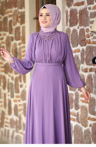 Violet Hijab Evening Dress 2225