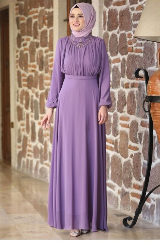 Violet Hijab Evening Dress 2225