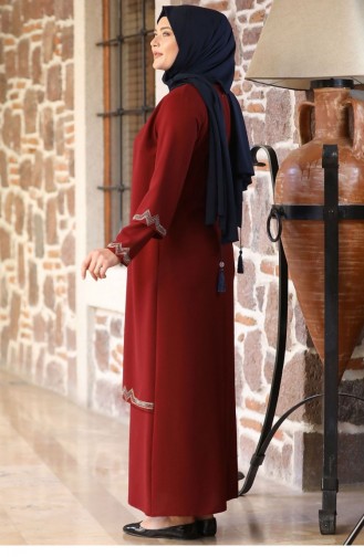 Claret Red Hijab Evening Dress 2229