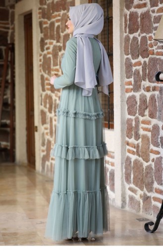 Green Almond Hijab Evening Dress 2242