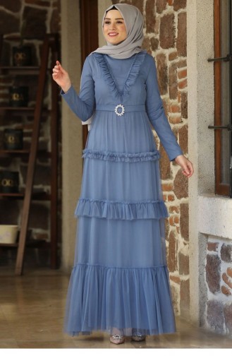 Indigo Hijab Evening Dress 2246