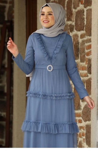Indigo Hijab-Abendkleider 2246