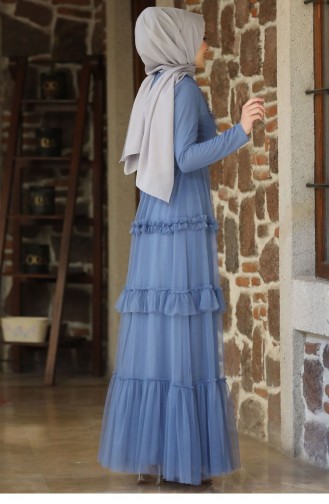 Indigo Hijab Evening Dress 2246