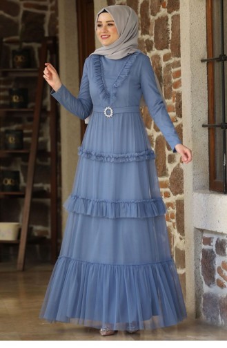 Indigo Hijab Evening Dress 2246