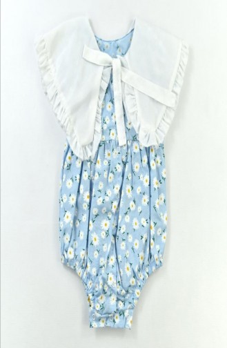 Aryakids Kız Bebek Fisto Yaka Lastikli Elbise 00011-02 Mavi