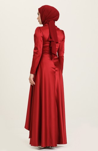 Claret Red Hijab Evening Dress 4908-01