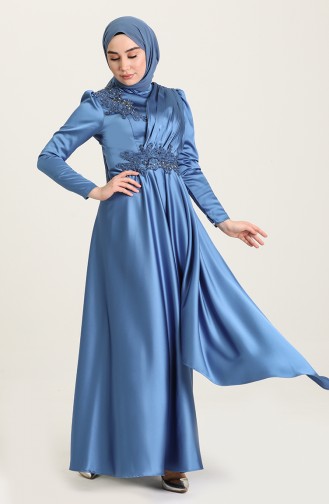 Indigo Hijab Evening Dress 4908-04