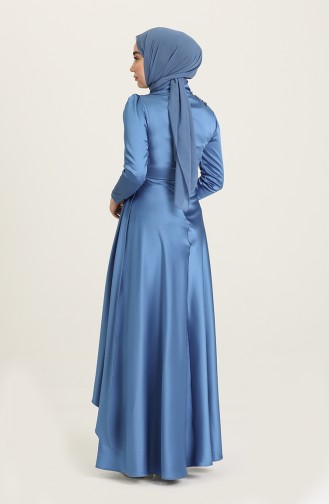 Indigo Hijab Evening Dress 4908-04