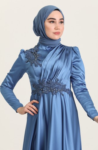 Indigo Hijab Evening Dress 4908-04