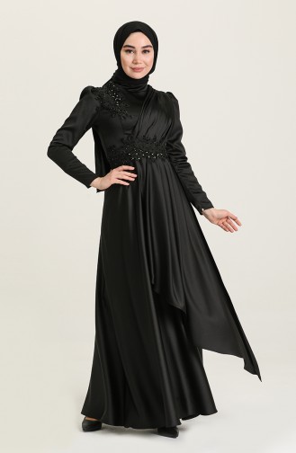 Schwarz Hijab-Abendkleider 4908-07