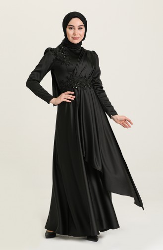 Black Hijab Evening Dress 4908-07