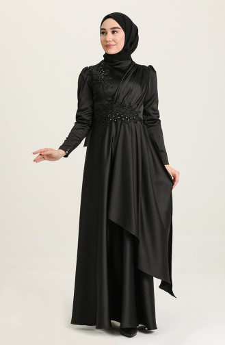 Schwarz Hijab-Abendkleider 4908-07