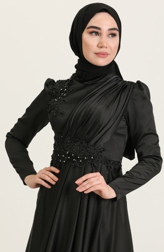 Black Hijab Evening Dress 4908-07