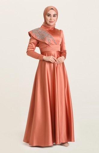 Onion Peel Hijab Evening Dress 4910-05