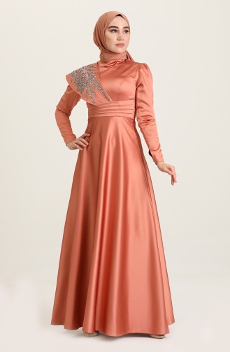 Onion Peel Hijab Evening Dress 4910-05