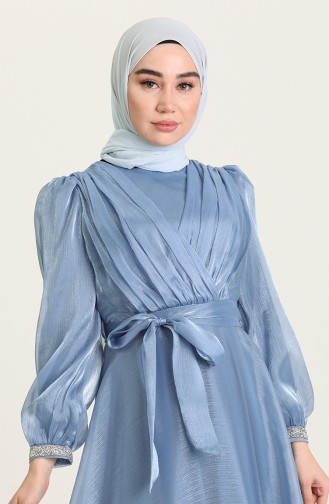 Indigo Hijab Evening Dress 4916-02