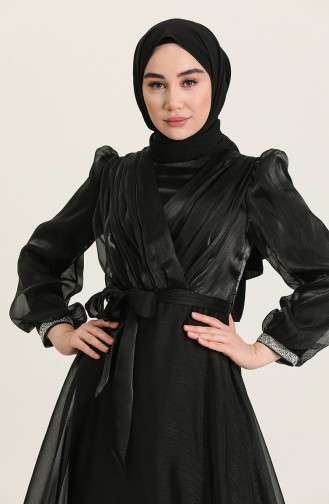 Black Hijab Evening Dress 4916-04