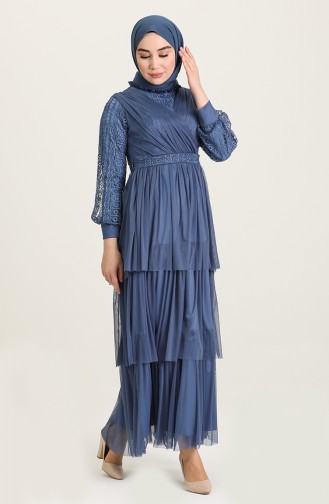Indigo Hijab Evening Dress 4918-02