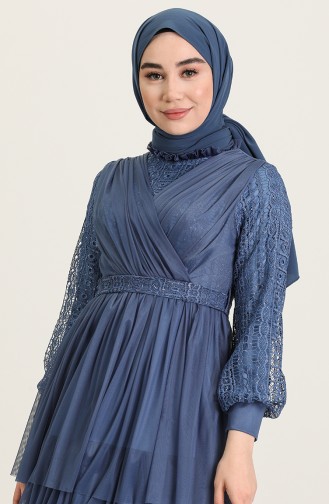 Indigo Hijab-Abendkleider 4918-02