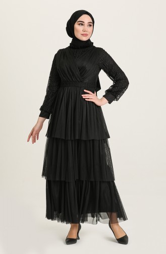 Schwarz Hijab-Abendkleider 4918-03