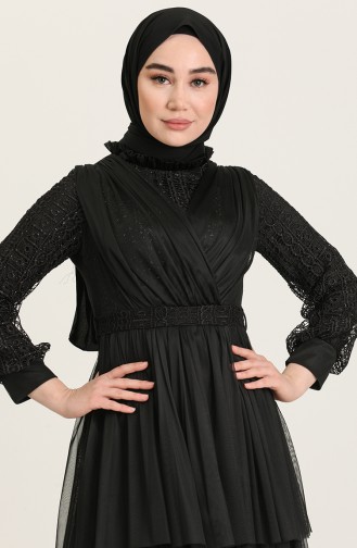 Black Hijab Evening Dress 4918-03