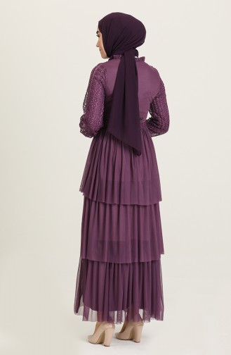 Violet Hijab Evening Dress 4918-05