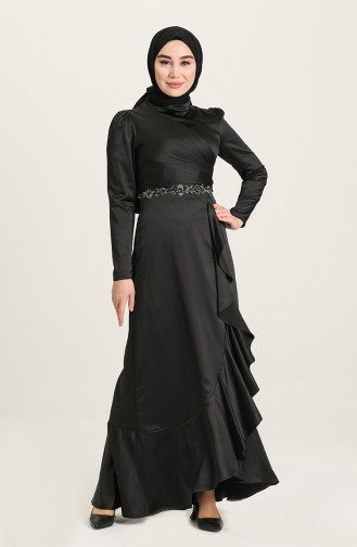 Black Hijab Evening Dress 4926-02