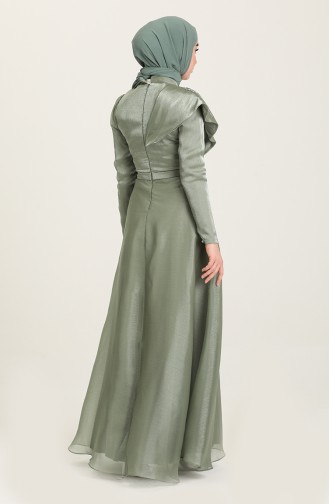 Green Almond Hijab Evening Dress 4931-02