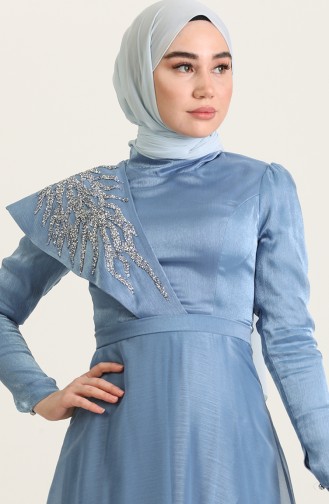 Indigo Hijab Evening Dress 4931-03