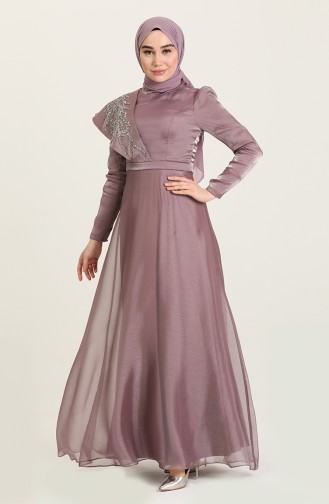 Violet Hijab Evening Dress 4931-04