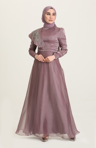 Violet Hijab Evening Dress 4931-04