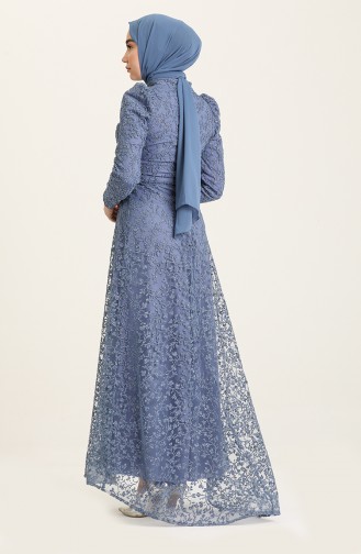 Indigo Hijab Evening Dress 4934-03