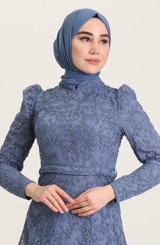 Indigo Hijab Evening Dress 4934-03