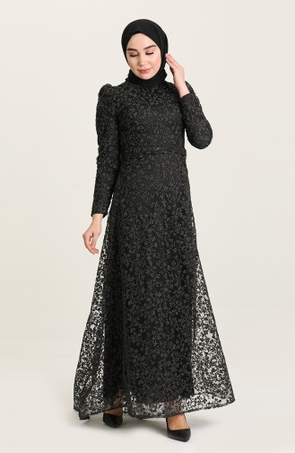 Black Hijab Evening Dress 4934-04