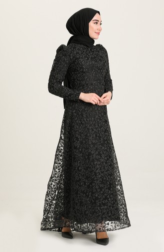 Black Hijab Evening Dress 4934-04