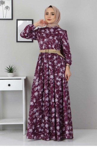 Plum Hijab Dress 10024.Mürdüm
